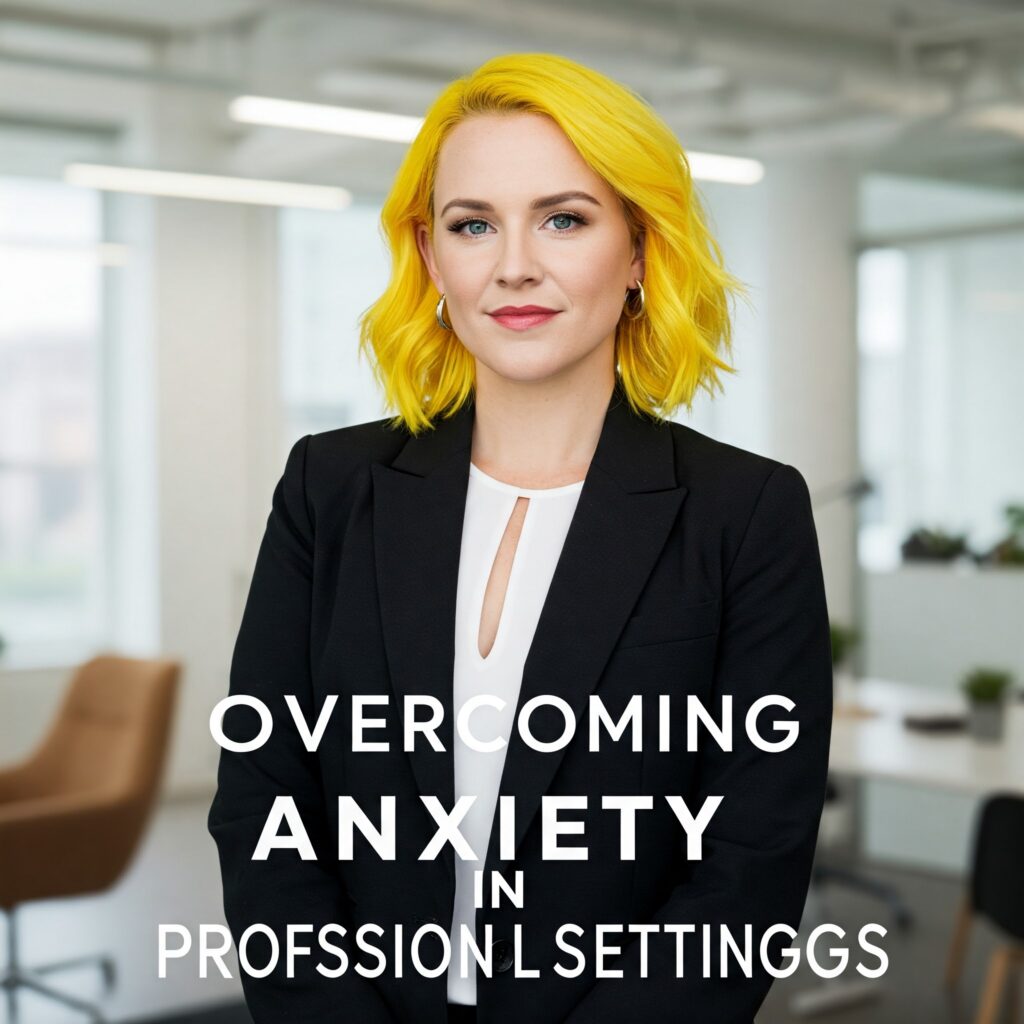 Cover art for Mel Robbins’ podcast on overcoming workplace anxiety. A confident professional stands in a modern office with the title ‘Overcoming Anxiety in Professional Settings’ in bold typography.| Abhishek Tanwar | Mel Robbins | xpodcasts.com